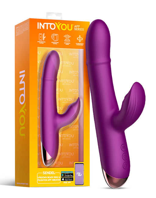 IY - Sendel - Rabbit Vibrator met Bewegende Kralenring en App Control - Paars-Erotiekvoordeel.nl