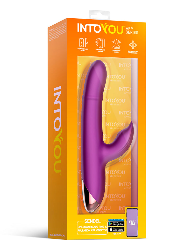 IY - Sendel - Rabbit Vibrator met Bewegende Kralenring en App Control - Paars-Erotiekvoordeel.nl