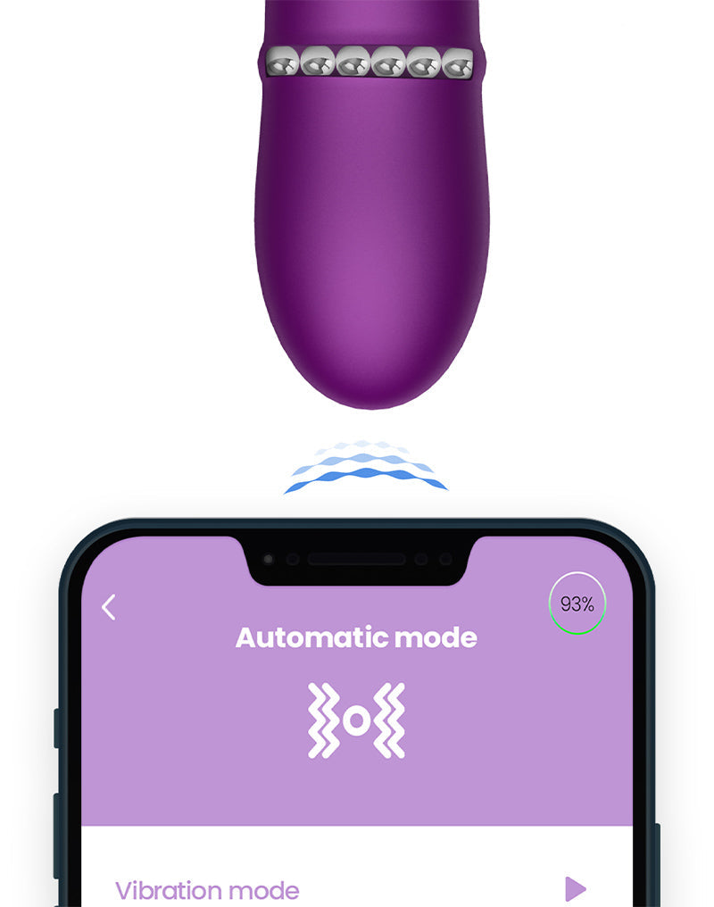 IY - Sendel - Rabbit Vibrator met Bewegende Kralenring en App Control - Paars-Erotiekvoordeel.nl