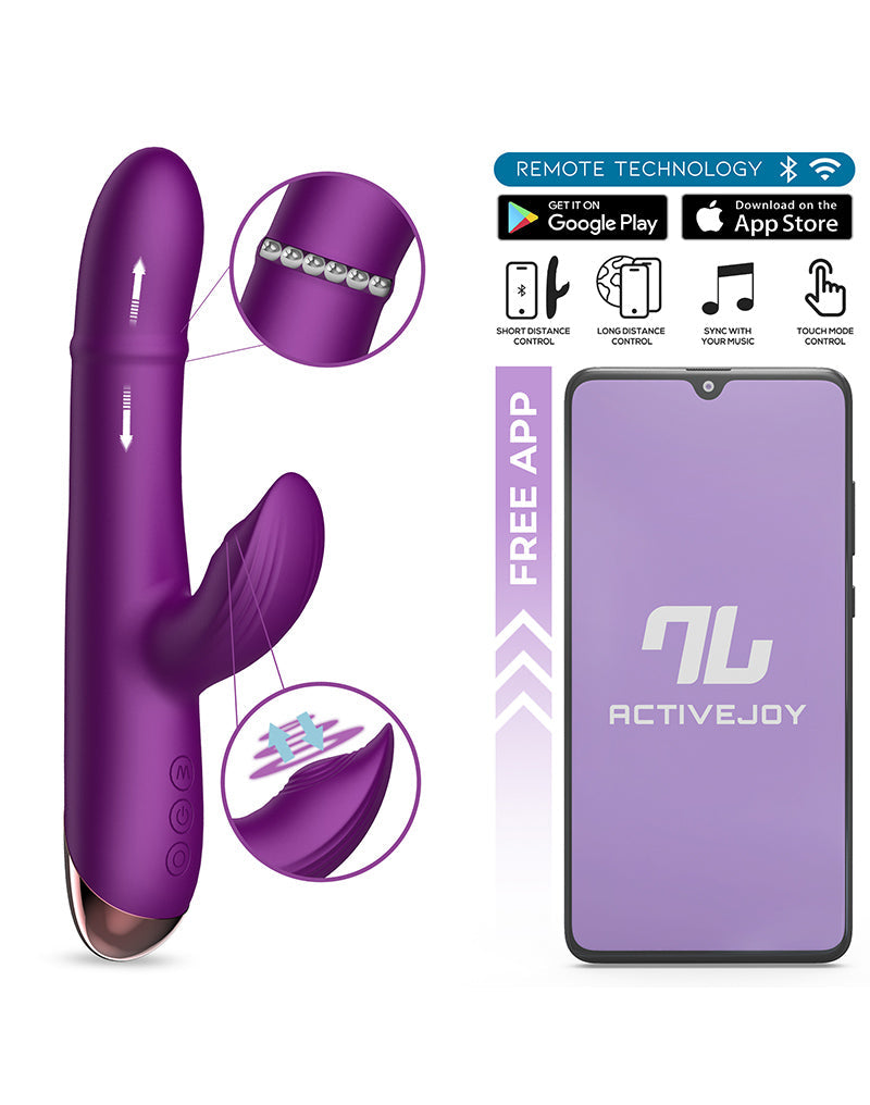 IY - Sendel - Rabbit Vibrator met Bewegende Kralenring en App Control - Paars-Erotiekvoordeel.nl