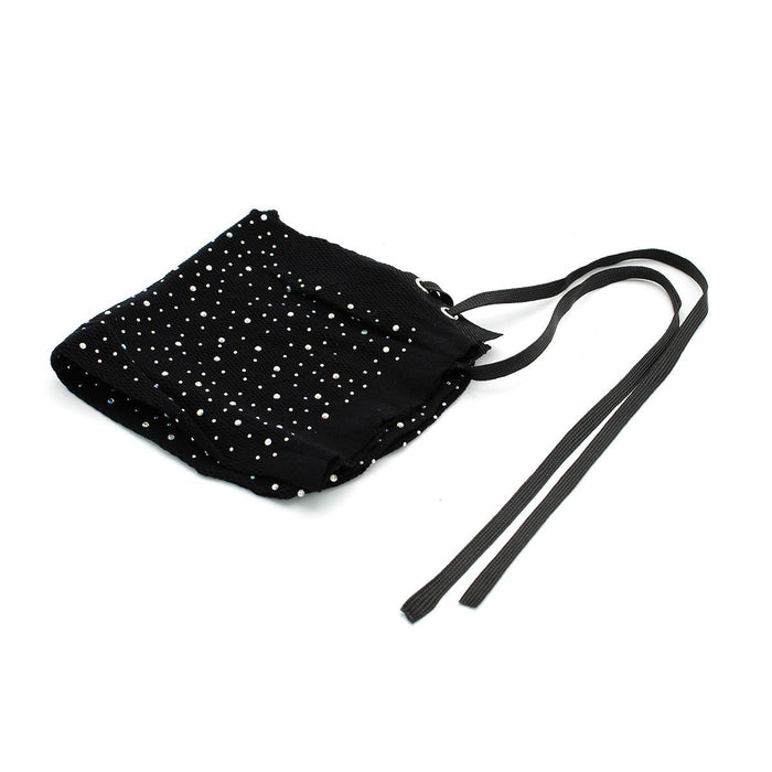 Kiotos - Kanten Hood - Shiny Diamonds - Bezet met Glilnsterende Steentjes - Zwart-Laced-up.nl