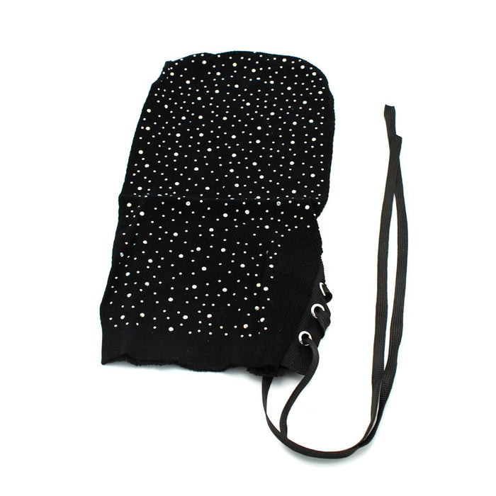 Kiotos - Kanten Hood - Shiny Diamonds - Bezet met Glilnsterende Steentjes - Zwart-Laced-up.nl