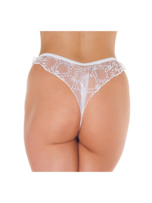 Amorable - Kanten Brasilian String Met Open Kruis - Wit-Laced-up.nl