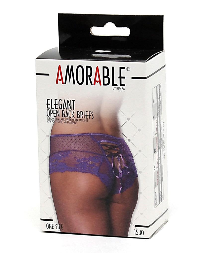 Amorable - Kanten Slip Met Open Achterkant En Rijglint - Lila-Erotiekvoordeel.nl