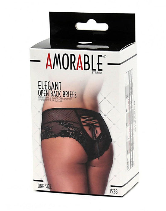Amorable - Kanten Slip Met Open Achterkant En rijglint - Zwart-Laced-up.nl