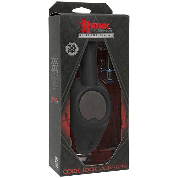 Kink by Doc Johnson - Cock Jock - Vibrerende Siliconen Cockring - Diameter 38 mm - Zwart-Laced-up.nl