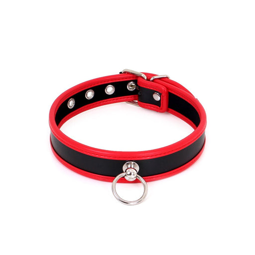 Kiotos - Budget Collar - PU-leer - Rood/Zwart-Laced-up.nl