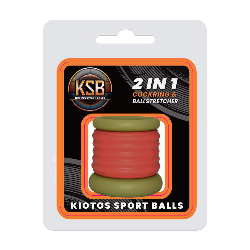 Kiotos - 2 in 1 Siliconen Cockring & Ball Stretcher - Extra Hoog - Rood/Groen-Erotiekvoordeel.nl