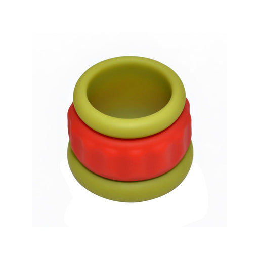 Kiotos - 2 in 1 Siliconen Cockring & Ball Stretcher - Rood/Groen-Erotiekvoordeel.nl