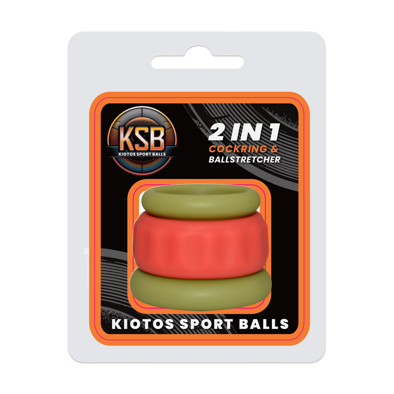Kiotos - 2 in 1 Siliconen Cockring & Ball Stretcher - Rood/Groen-Erotiekvoordeel.nl