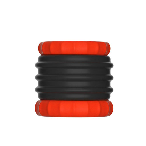 Kiotos - 2 in 1 Siliconen Cockring & Ball Stretcher - Zwart/Rood-Erotiekvoordeel.nl