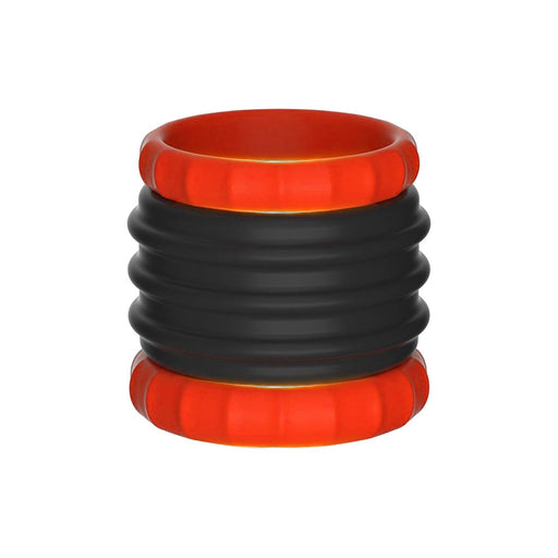 Kiotos - 2 in 1 Siliconen Cockring & Ball Stretcher - Zwart/Rood-Erotiekvoordeel.nl