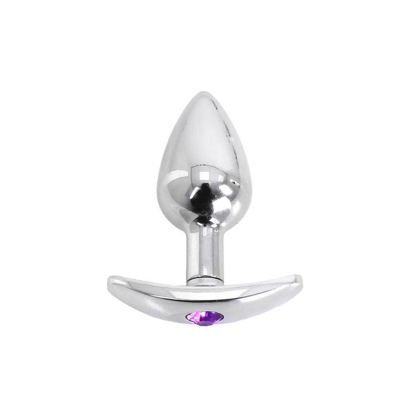 Kiotos - Aluminium Buttplug Met Handvat En Sierkristal - Paars-Erotiekvoordeel.nl