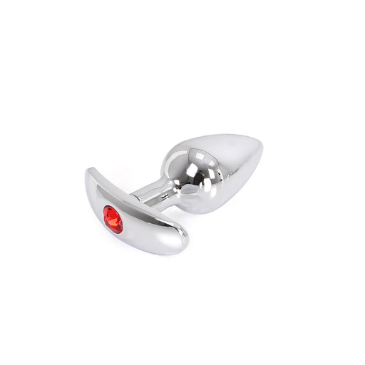 Kiotos - Aluminium Buttplug Met Handvat En Sierkristal - Rood-Erotiekvoordeel.nl