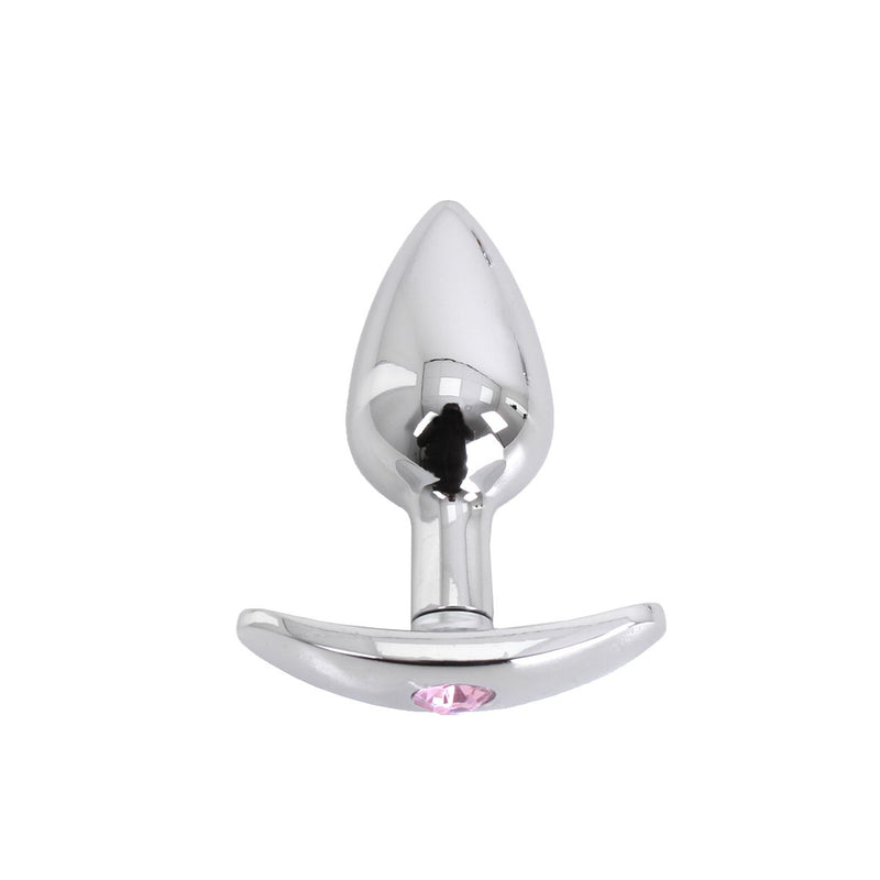 Kiotos - Aluminium Buttplug Met Handvat En Sierkristal - Roze-Erotiekvoordeel.nl