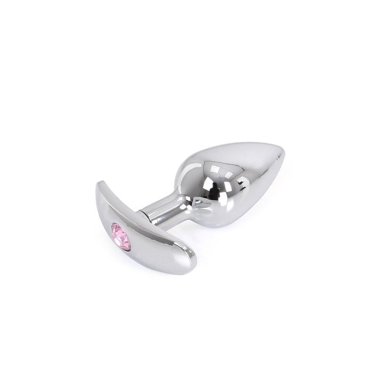 Kiotos - Aluminium Buttplug Met Handvat En Sierkristal - Roze-Erotiekvoordeel.nl