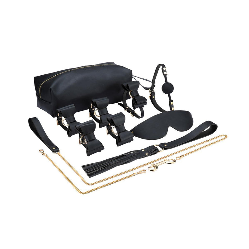 Kiotos - BDSM Kit met 8 items met Strikken in Etui - Zwart-Laced-up.nl