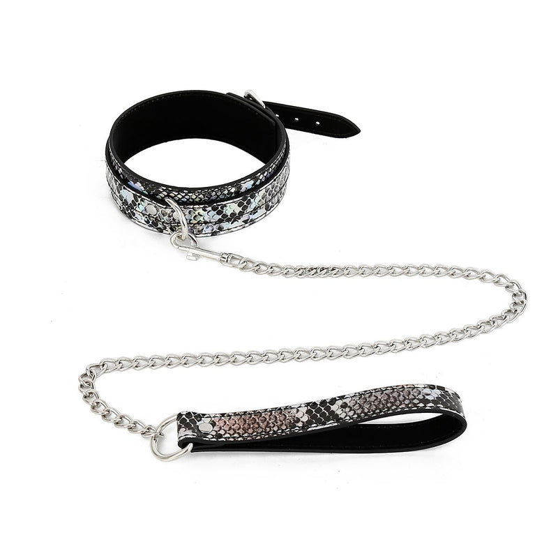 Kiotos - BDSM Set Met Slangenprint - Neon Zilver-Laced-up.nl