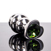 Kiotos - Buttplug geribbeld RVS Met diamant In hartvorm - groen-Erotiekvoordeel.nl