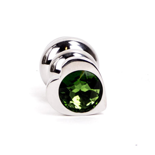 Kiotos - Buttplug geribbeld RVS Met diamant In hartvorm - groen-Erotiekvoordeel.nl