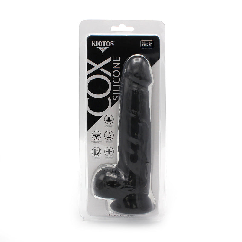 Kiotos Cox - Siliconen Dildo 21.5 x 3.7 cm - Zwart-Laced-up.nl