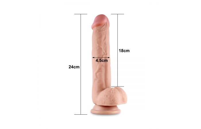 Kiotos Cox - Sliding Skin Dubbellaags Dildo 24 x 4,5 cm - Lichte Huidskleur-Laced-up.nl