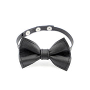 Kiotos - Collar con pajarita de cuero - Tu sirviente - Negro-Erotiekvoordeel.nl