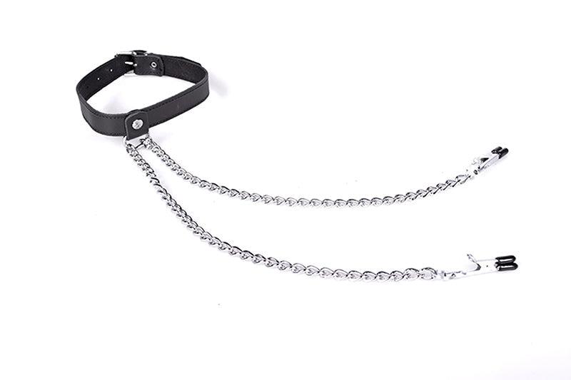 Kiotos - Collar Met Tepelklemmen - Zwart-Erotiekvoordeel.nl