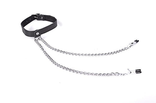 Kiotos - Collar Met Tepelklemmen - Zwart-Erotiekvoordeel.nl