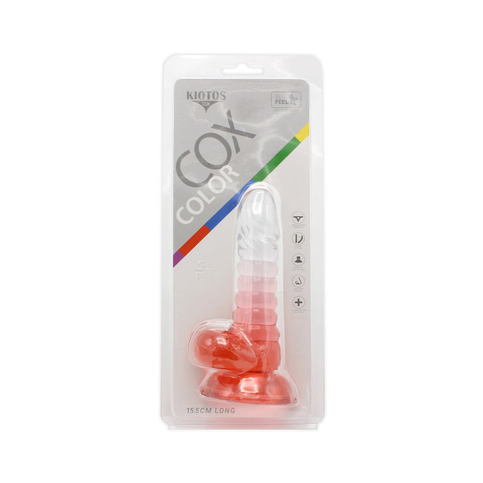 Kiotos Cox Color - Gekleurde Dildo 01 - 15,5 x 3 cm - Transparant/Rood-Laced-up.nl