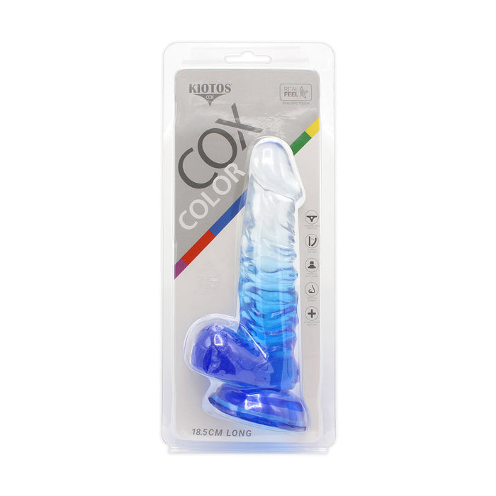 Kiotos Cox Color - Gekleurde Dildo 02 - 18,5 x 4 cm - Transparant/Blauw-Laced-up.nl