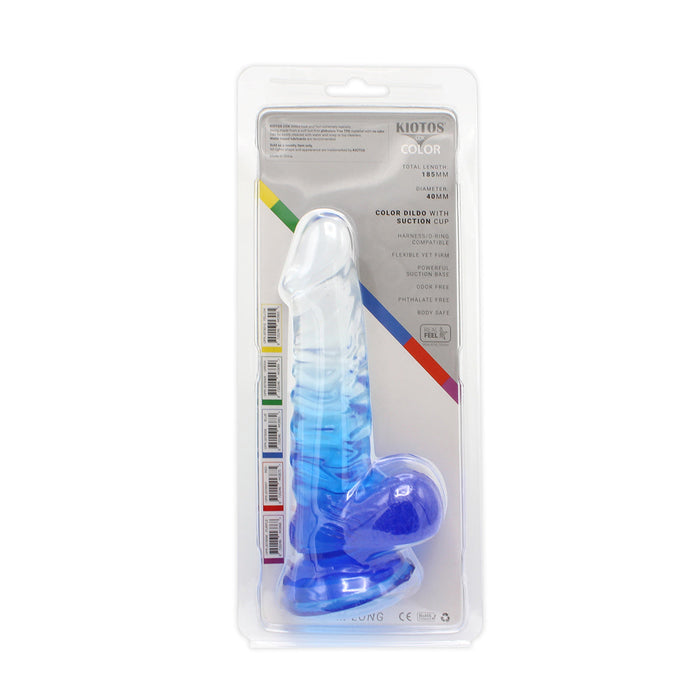 Kiotos Cox Color - Gekleurde Dildo 02 - 18,5 x 4 cm - Transparant/Blauw-Laced-up.nl