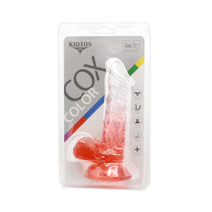 Kiotos Cox Color - Gekleurde Dildo 03 - 17,5 x 3,2 cm - Transparant/Rood-Laced-up.nl