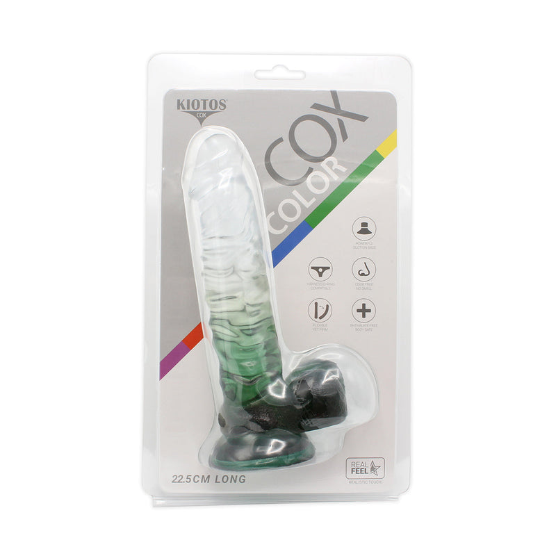 Kiotos Cox Color - Farbiger Dildo 04 - 22,5 x 4 cm - Transparent/Grün - Laced-up.nl