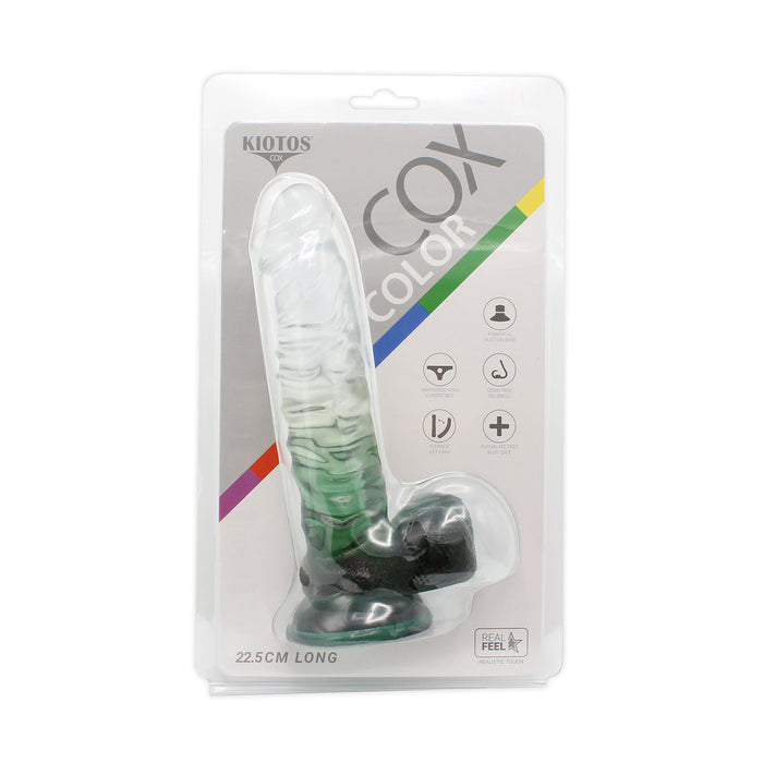 Kiotos Cox Color - Gekleurde Dildo 04 - 22,5 x 4 cm - Transparant/Groen-Laced-up.nl
