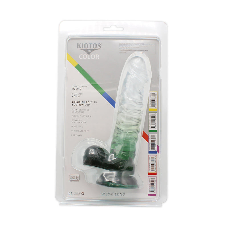 Kiotos Cox Color - Farbiger Dildo 04 - 22,5 x 4 cm - Transparent/Grün - Laced-up.nl