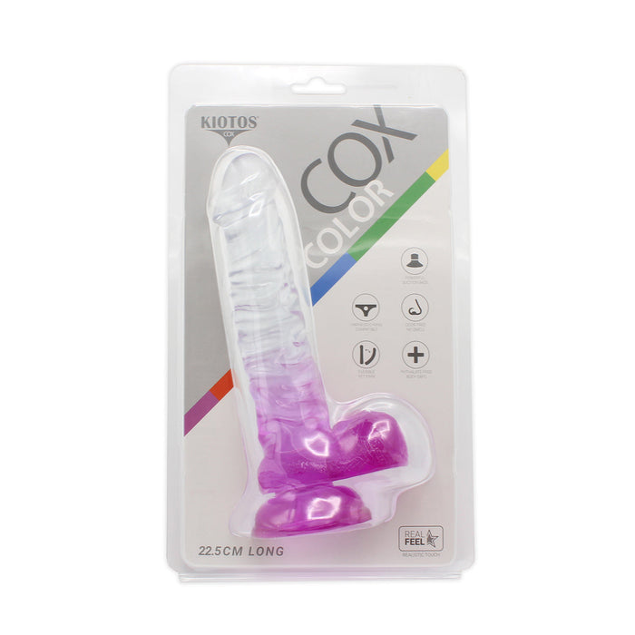 Kiotos Cox Color - Gekleurde Dildo 04 - 22,5 x 4 cm - Transparant/Paars-Laced-up.nl