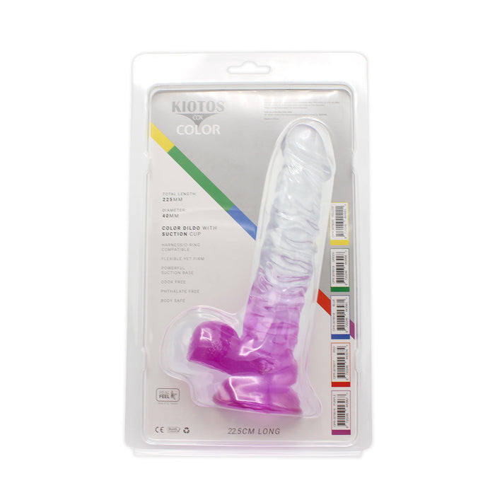 Kiotos Cox Color - Gekleurde Dildo 04 - 22,5 x 4 cm - Transparant/Paars-Laced-up.nl