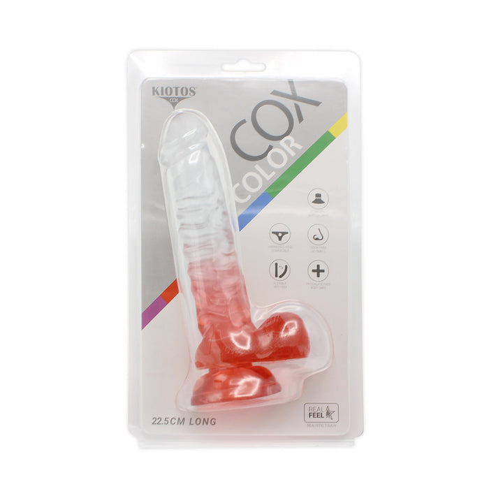 Kiotos Cox Color - Gekleurde Dildo 04 - 22,5 x 4 cm - Transparant/Rood-Laced-up.nl