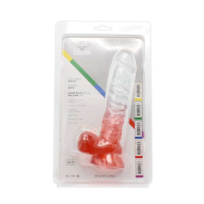 Kiotos Cox Color - Gekleurde Dildo 04 - 22,5 x 4 cm - Transparant/Rood-Laced-up.nl