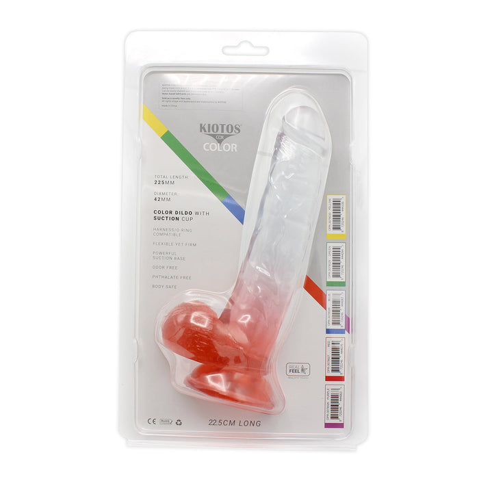 Kiotos Cox Color - Gekleurde Dildo 06 - 22,5 x 4,2 cm - Transparant/Rood-Laced-up.nl