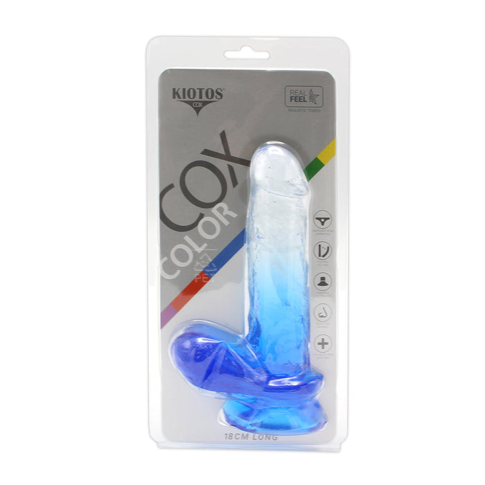 Kiotos Cox Color - Gekleurde Dildo 07 - 18 x 4 cm - Transparant/Blauw-Laced-up.nl