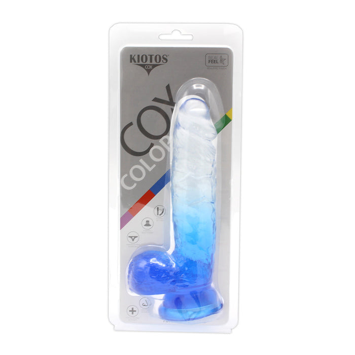 Kiotos Cox Color - Gekleurde Dildo 08 - 18,5 x 4 cm - Transparant/Blauw-Laced-up.nl
