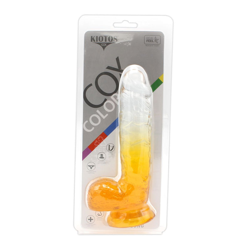 Kiotos Cox Color - Gekleurde Dildo 08 - 18,5 x 4 cm - Transparant/Geel-Laced-up.nl