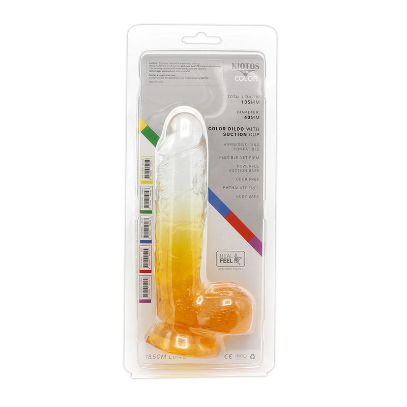 Kiotos Cox Color - Gekleurde Dildo 08 - 18,5 x 4 cm - Transparant/Geel-Laced-up.nl