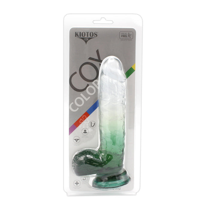 Kiotos Cox Color - Gekleurde Dildo 08 - 18,5 x 4 cm - Transparant/Groen-Laced-up.nl
