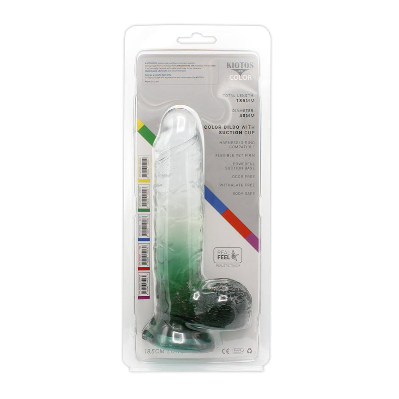 Kiotos Cox Color - Gekleurde Dildo 08 - 18,5 x 4 cm - Transparant/Groen-Laced-up.nl
