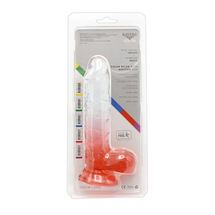 Kiotos Cox Color - Gekleurde Dildo 08 - 18,5 x 4 cm - Transparant/Rood-Laced-up.nl