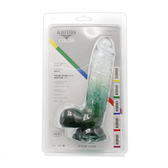 Kiotos Cox Color - Gekleurde Dildo 09 - 21,5 x 4,3 cm - Transparant/Groen-Laced-up.nl