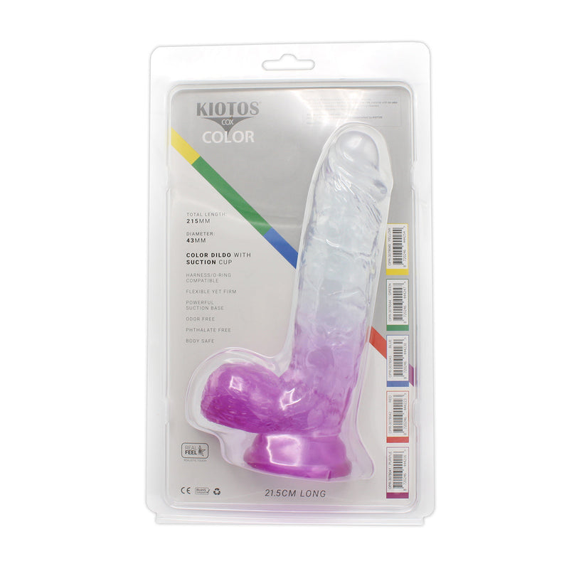 Kiotos Cox Color - Gekleurde Dildo 09 - 21,5 x 4,3 cm - Transparant/Paars-Laced-up.nl